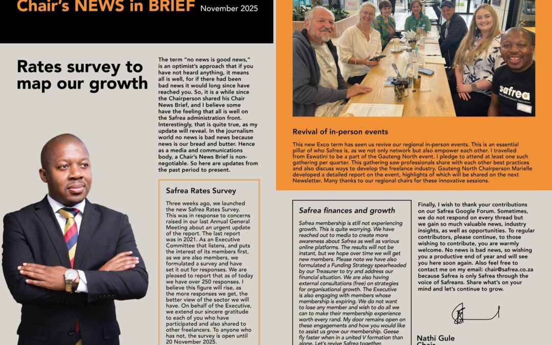 Safrea Chair News in Brief November 2025